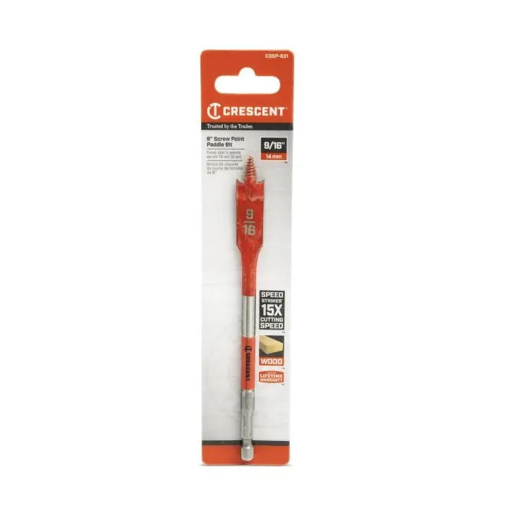 CRESCENT Screw Point Spade Drill Bit, 9/16 in x 6 in - GW CDSP-631 Drill Bit CRESCENT