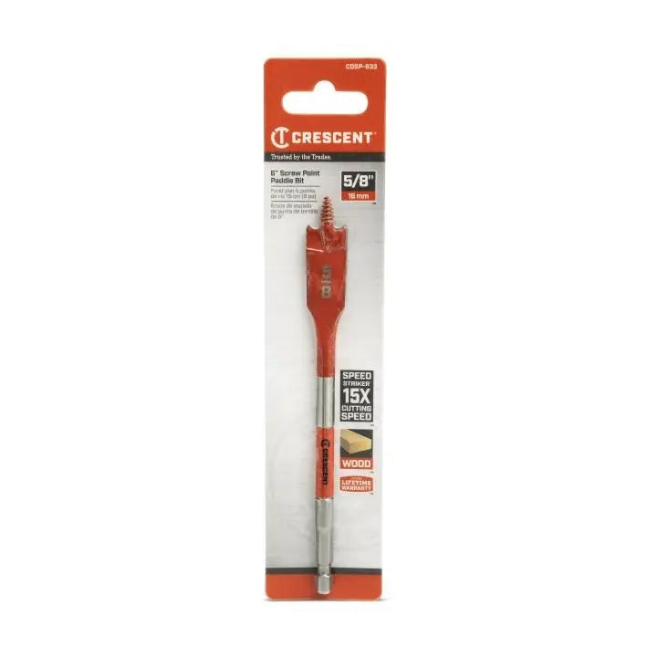 CRESCENT Screw Point Spade Drill Bit, 5/8 in x 6 in - GW CDSP-633 Drill Bit CRESCENT