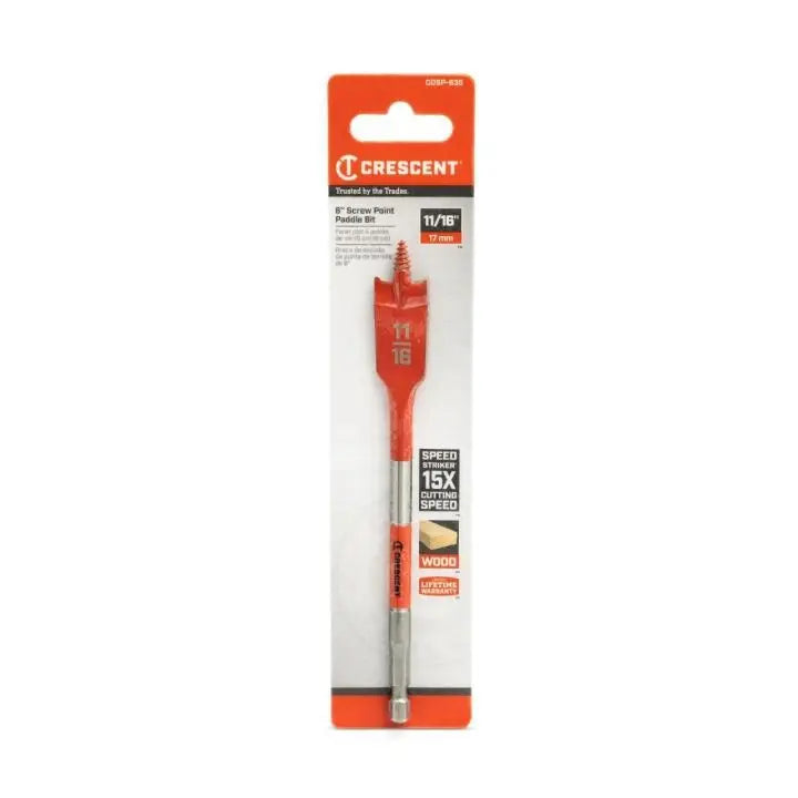 CRESCENT Screw Point Spade Drill Bit, 11/16 in x 6 in - GW CDSP-635 Drill Bit CRESCENT