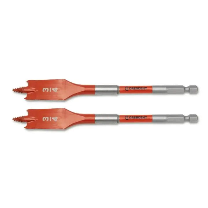 CRESCENT Set of 2 Screw Point Spade Drill Bit, 3/4 in x 6 in - GW CDSP-637-2 Drill Bit Set CRESCENT