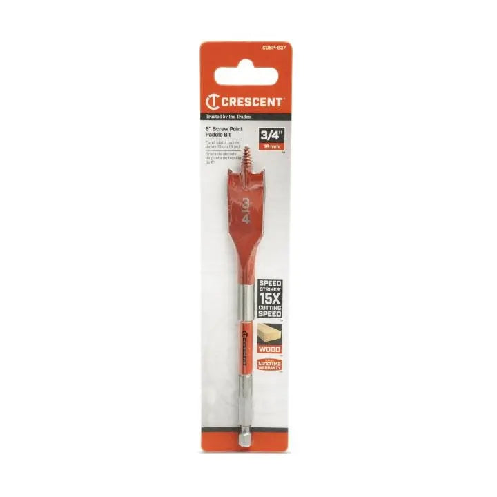 CRESCENT Screw Point Spade Drill Bit, 3/4 in x 6 in - GW CDSP-637 Drill Bit CRESCENT