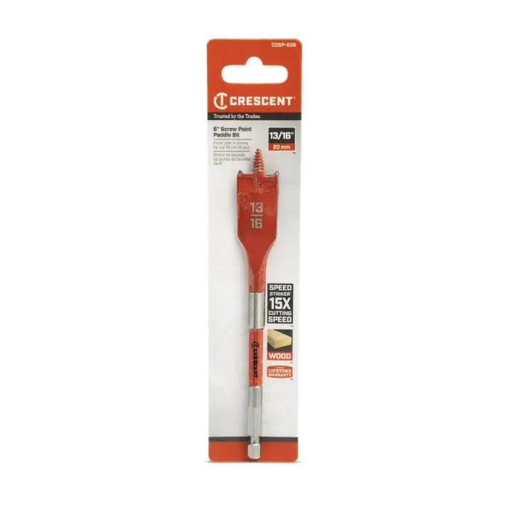 CRESCENT Screw Point Spade Drill Bit, 13/16 in x 6 in - GW CDSP-639 Drill Bit CRESCENT
