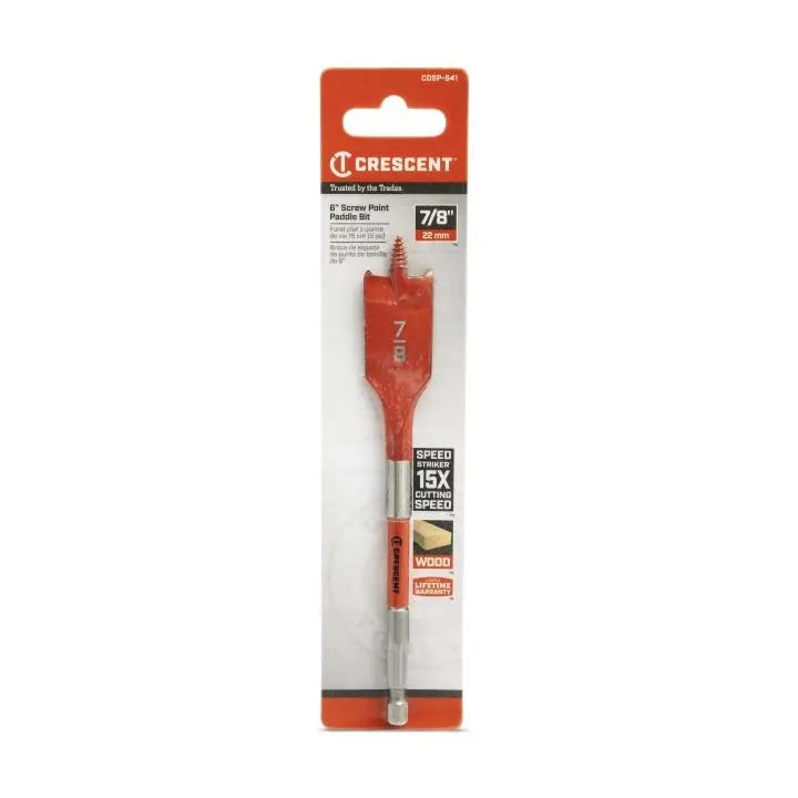 CRESCENT Screw Point Spade Drill Bit, 7/8 in x 6 in - GW CDSP-641 Drill Bit CRESCENT
