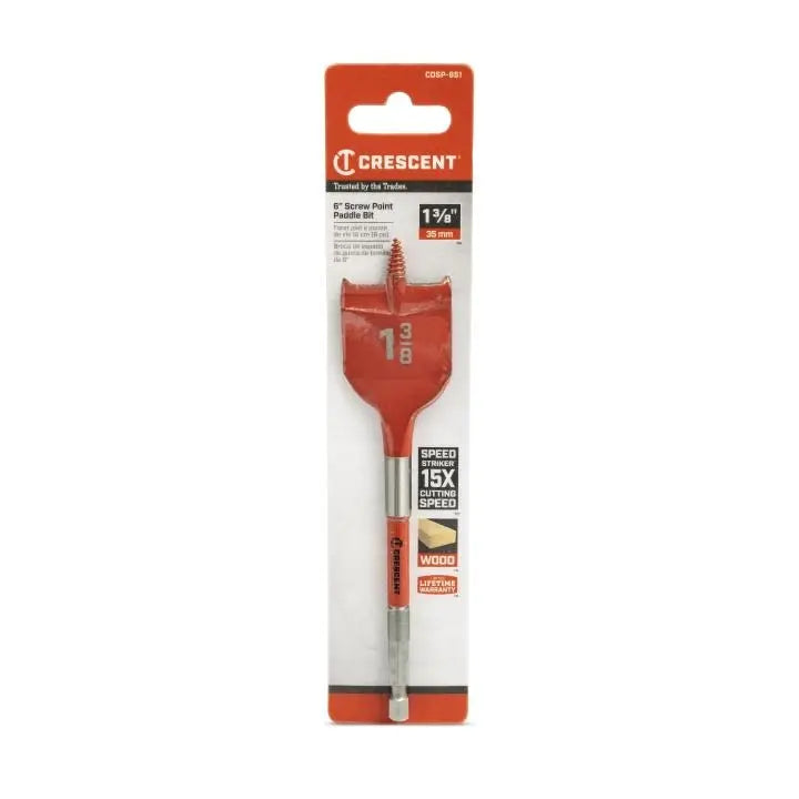 CRESCENT Screw Point Spade Drill Bit, 1-3/8 in x 6 in - GW CDSP-651 Drill Bit CRESCENT