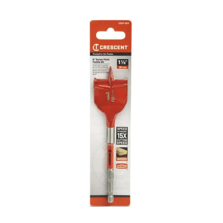 CRESCENT Screw Point Spade Drill Bit, 1-1/2 in x 6 in - GW CDSP-653 Drill Bit CRESCENT