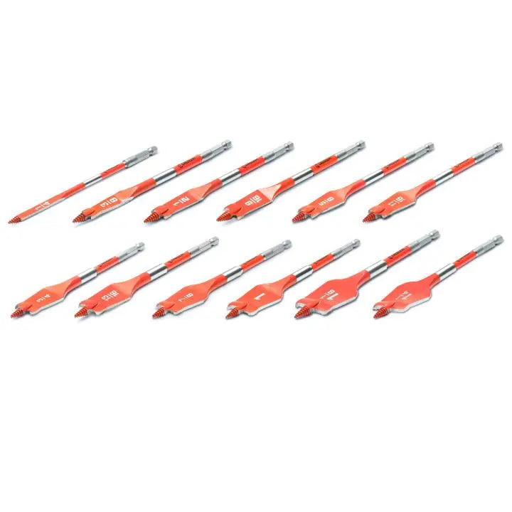 CRESCENT Set of 12 Screw Point Spade Drill Bit - GW CDSPSET-12 Drill Bit Set CRESCENT