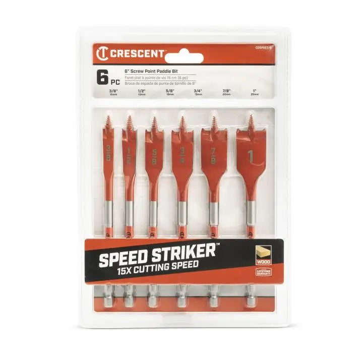 CRESCENT Set of 6 Screw Point Paddle Drill Bit - GW CDSPSET-6 Drill Bit Set CRESCENT