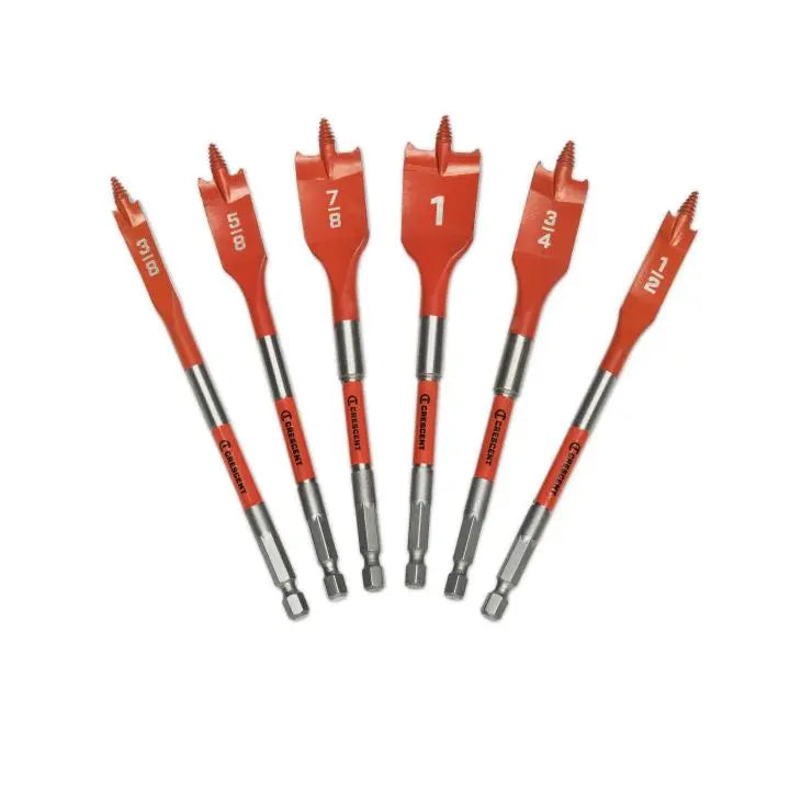 CRESCENT Set of 6 Screw Point Paddle Drill Bit - GW CDSPSET-6 Drill Bit Set CRESCENT