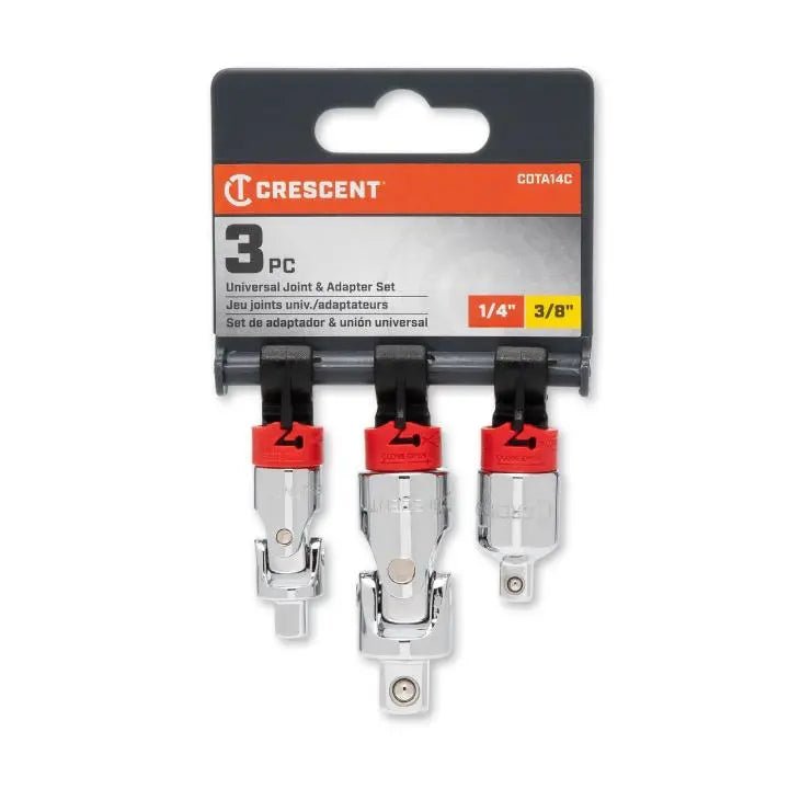 CRESCENT 3 Pc. 1/4" & 3/8" Drive Universal Joint and Adapter Set - CDTA14C CRESCENT
