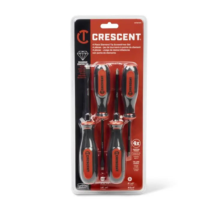 CRESCENT Set of 4 Diamond Tip Dual Material Screwdriver - GW CDTSET4PC Screwdriver Set CRESCENT