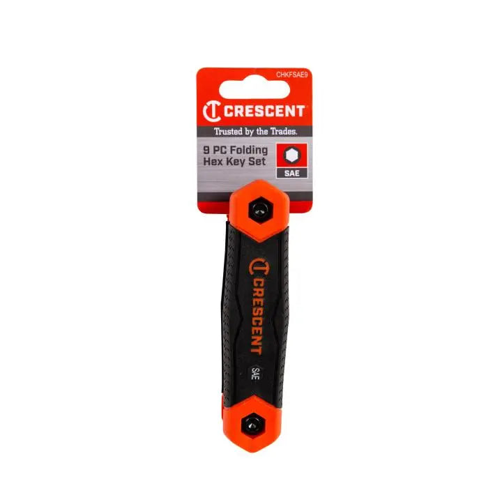 CRESCENT Set of 9 SAE Folding Dual Material Hexagon Key - GW CHKFSAE9 CRESCENT