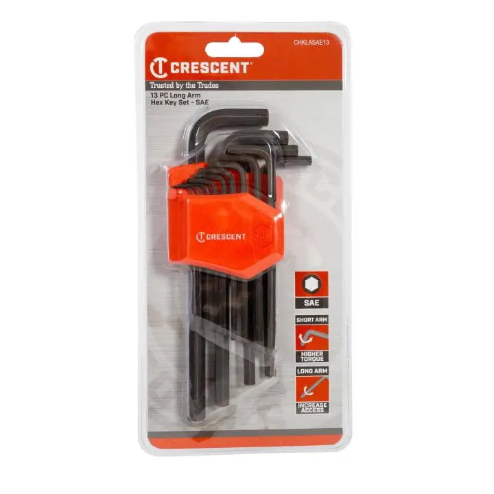 CRESCENT Set of 13 SAE Long Arm Hexagon Key - GW CHKLASAE13 CRESCENT