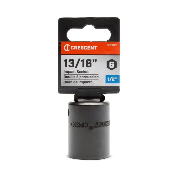 CRESCENT 1/2 in Drive 6 Point SAE Standard Impact Socket, 13/16 in - GW CIMS10N