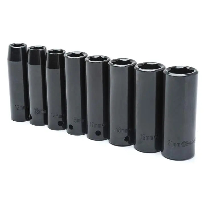 CRESCENT Set of 8 1/2 in Drive 6-Point Metric Deep Impact Socket - GW CIMS3N CRESCENT