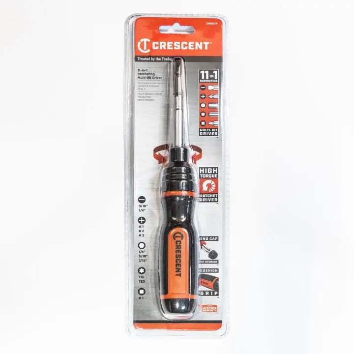 CRESCENT Set of 10 11-in-1 Ratcheting Multi-Bit Driver - GW CMBS11R Bit Driver Set CRESCENT