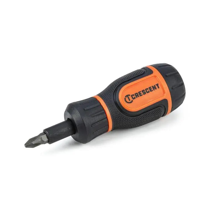 CRESCENT Set of 7 6-in-1 Stubby Ratcheting Multi-Bit Driver - GW CMBS61R Bit Driver Set CRESCENT