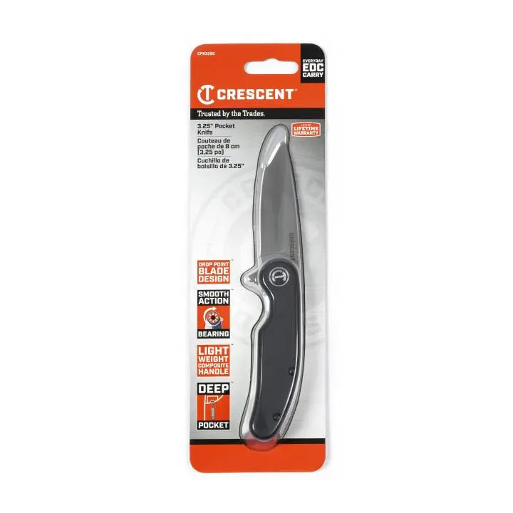 CRESCENT Drop-Point Composite Handle Pocket Knife, 3-1/4 in - GW CPK325C CRESCENT