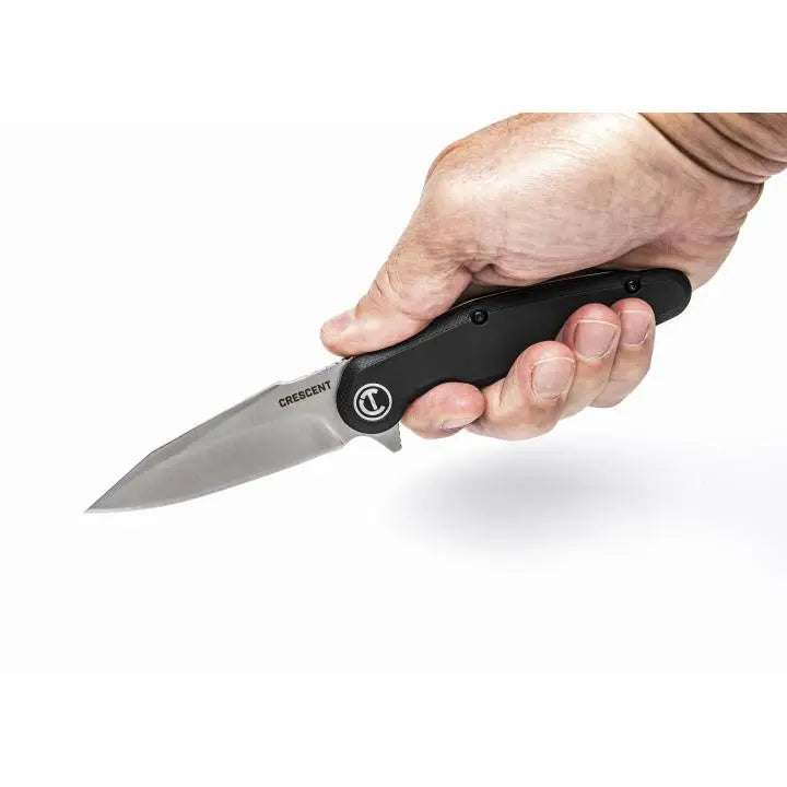 CRESCENT Black Harpoon Blade Composite Handle Pocket Knife, 3-1/2 in - GW CPK350C CRESCENT