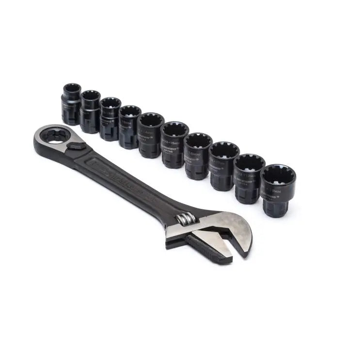 CRESCENT Set of 11 X6 Pass-Thru Black Oxide Adjustable Wrench and Spline Socket - GW CPTAW8 CRESCENT
