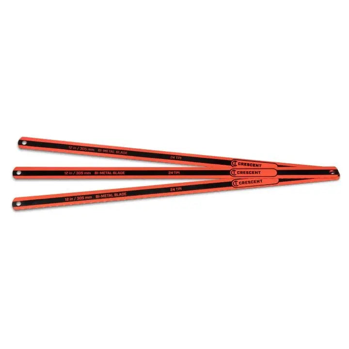 CRESCENT Set of 3 Bi-Metal Hacksaw Replacement Blade, 24 TPI, 12 in - GW CRBB1203 CRESCENT