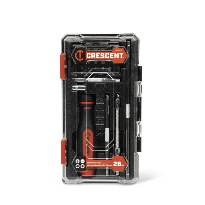 CRESCENT Set of 26 Ratcheting Bit Driver - GW CRBSDS26PC Bit Driver Set CRESCENT