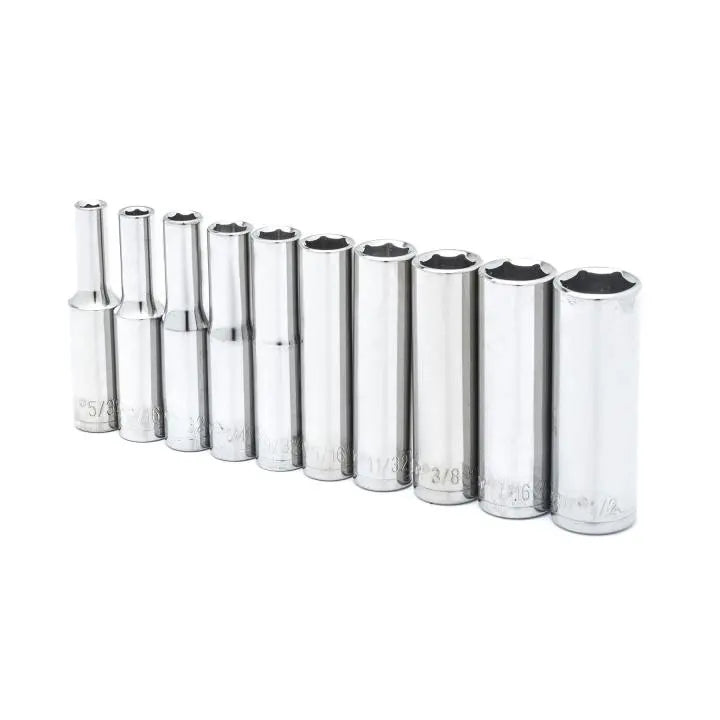 CRESCENT Set of 10 1/4 in Drive 6-Point SAE Deep Socket - GW CSAS10N CRESCENT