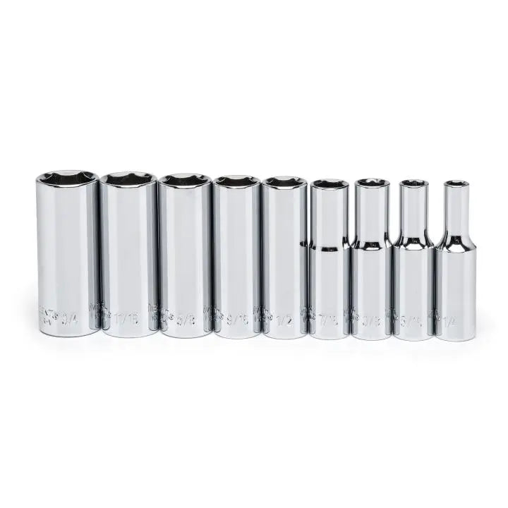 CRESCENT Set of 9 3/8 in Drive 6-Point SAE Deep Socket - GW CSAS6N CRESCENT