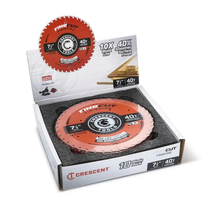CRESCENT Set of 10 FineCut Finishing Circular Saw Blade, 7-1/4 in x 40-Tooth - GW CSBFN-740-10