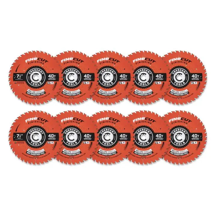 CRESCENT Set of 10 FineCut Finishing Circular Saw Blade, 7-1/4 in x 40-Tooth - GW CSBFN-740-10