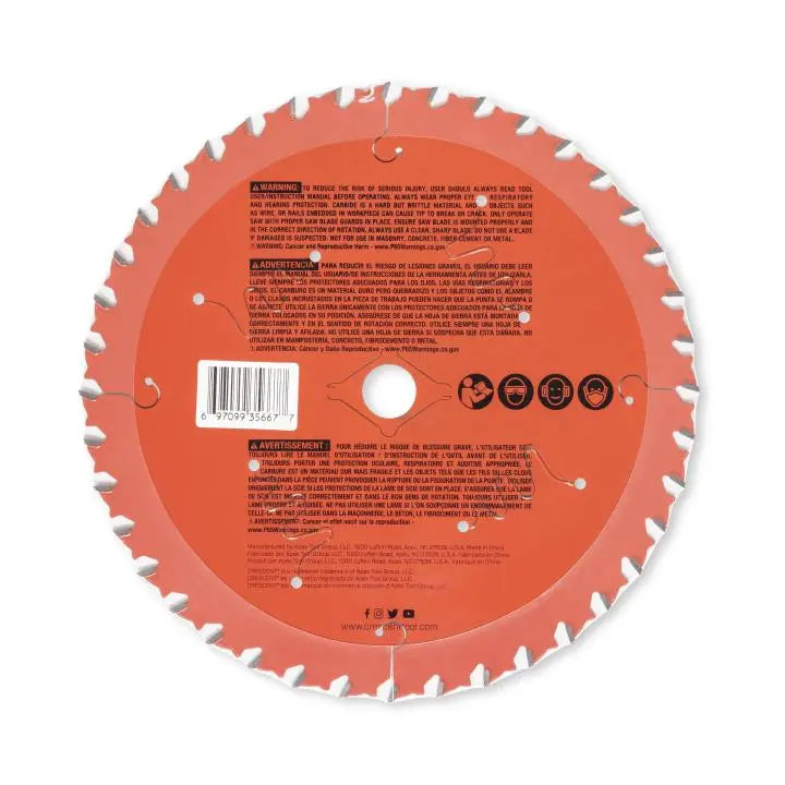 CRESCENT FineCut Finishing Circular Saw Blade, 7-1/4 in x 40-Tooth - GW CSBFN-740 Saw Blade CRESCENT