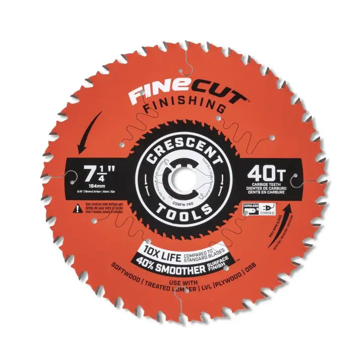CRESCENT Set of 10 FineCut Finishing Circular Saw Blade, 7-1/4 in x 40-Tooth - GW CSBFN-740-10