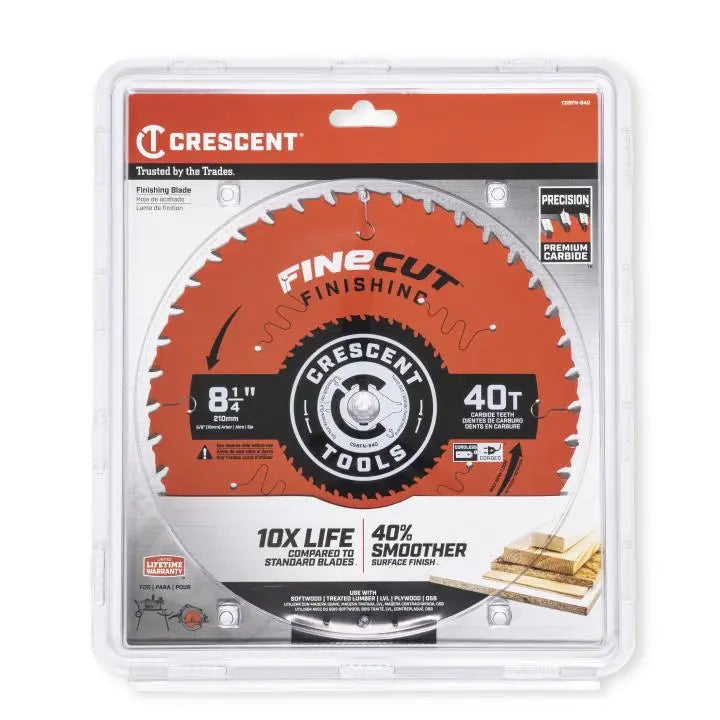 CRESCENT FineCut Finishing Circular Saw Blade, 8-1/4 in x 40-Tooth - GW CSBFN-840 Saw Blade CRESCENT