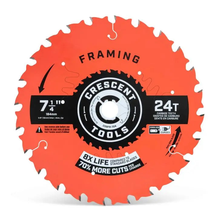 CRESCENT Set of 10 NailSlicer Framing Circular Saw Blade, 7-1/4 in x 24-Tooth - GW CSBFR-724-10