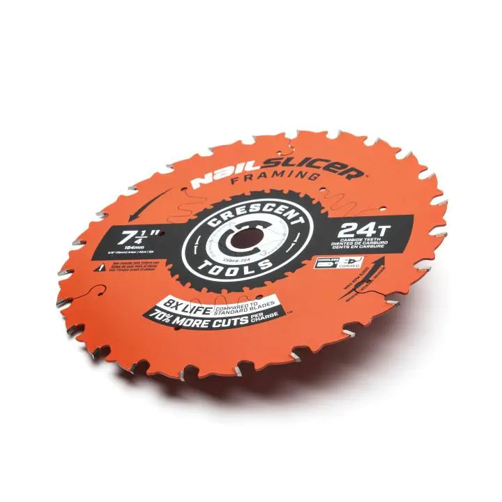 CRESCENT NailSlicer Framing Circular Saw Blade, 7-1/4 in x 24-Tooth - GW CSBFR-724 Saw Blade CRESCENT