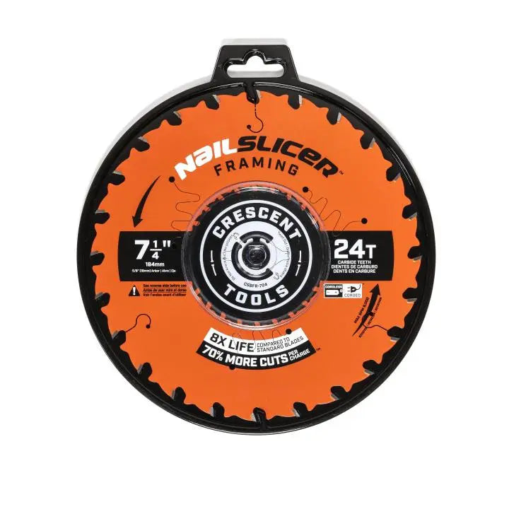 CRESCENT NailSlicer Framing Circular Saw Blade, 7-1/4 in x 24-Tooth - GW CSBFR-724 Saw Blade CRESCENT