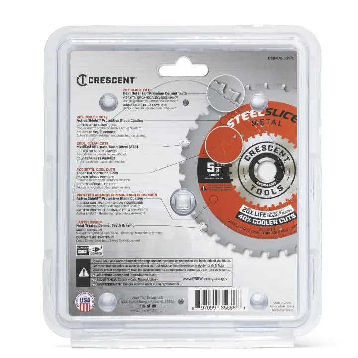 CRESCENT SteelSlicer Medium Metal Circular Saw Blade, 5-1/2 in x 30-Tooth - GW CSBMM-5530 Saw Blade CRESCENT