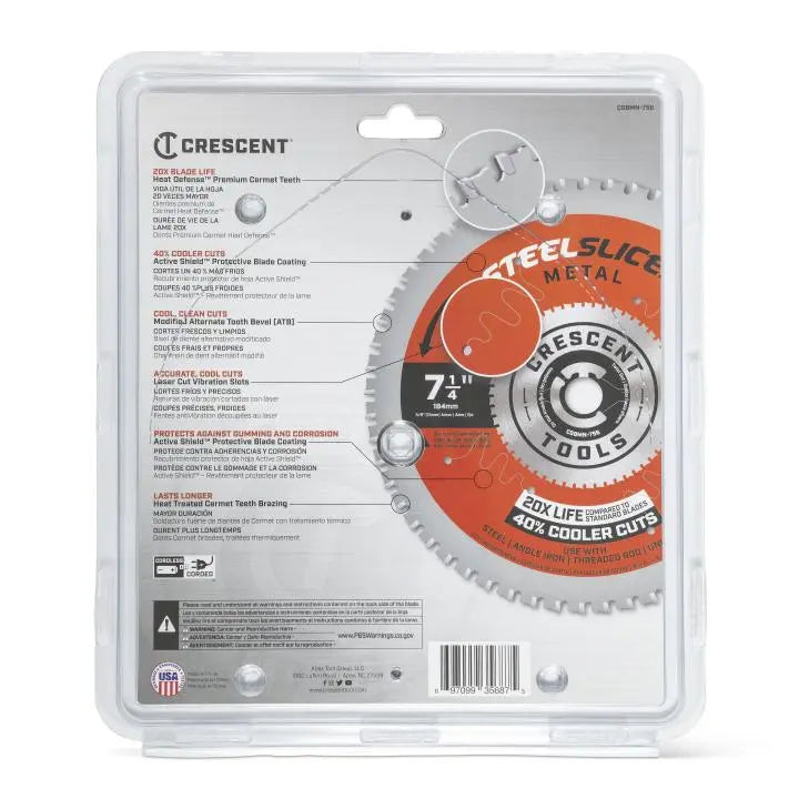CRESCENT SteelSlicer Thin Metal Circular Saw Blade, 7-1/4 in x 56-Tooth - GW CSBMN-756 Saw Blade CRESCENT