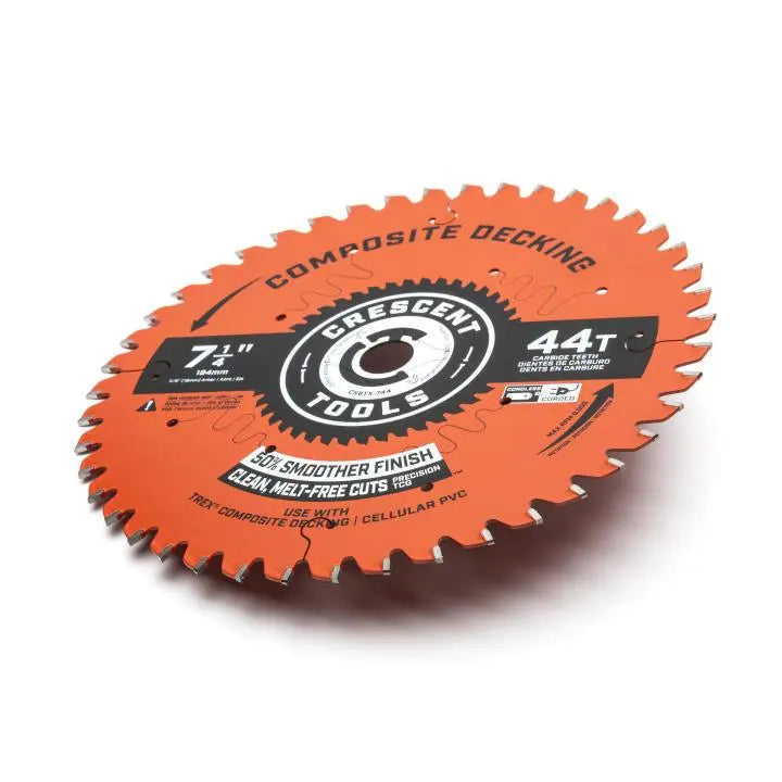 CRESCENT Composite Decking Circular Saw Blade, 7-1/4 in x 44-Tooth - GW CSBTX-744 Saw Blade CRESCENT