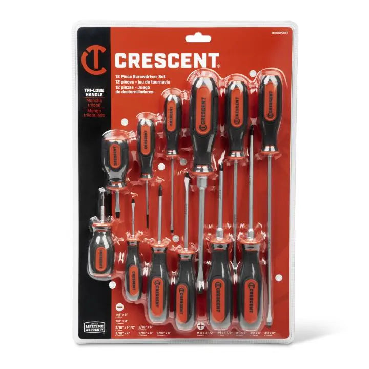CRESCENT Set of 12 Dual Material Screwdriver - GW CSDS12PCSET Screwdriver Set CRESCENT