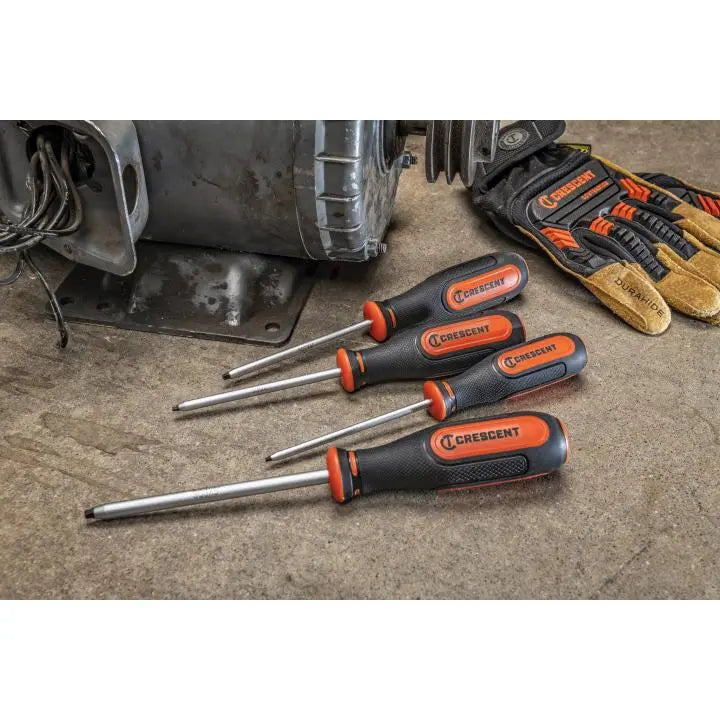 CRESCENT Set of 4 Square Dual Material Screwdriver - GW CSQSET4PC Screwdriver Set CRESCENT