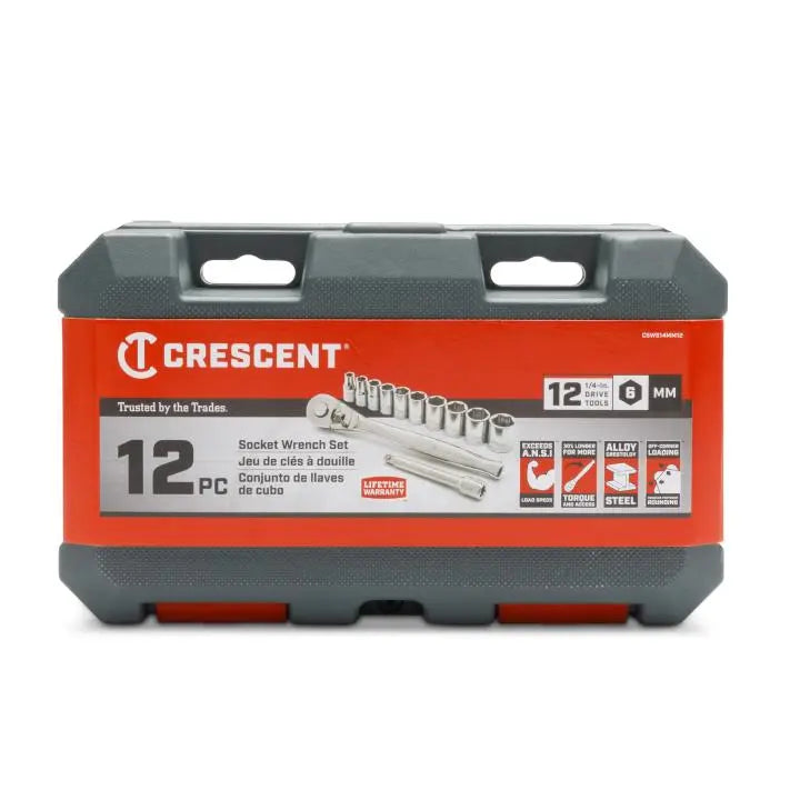 CRESCENT Set of 12 1/4 in Drive 6-Point Metric Mechanics Tool - GW CSWS14MM12 CRESCENT