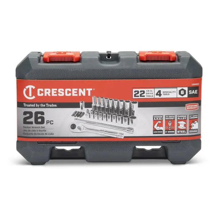 CRESCENT Set of 27 1/4 in Drive 6-Point Standard, Deep Metric Mechanics Tool - GW CSWS3C CRESCENT