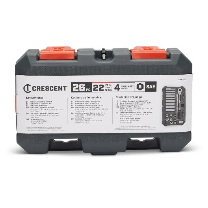 CRESCENT Set of 27 1/4 in Drive 6-Point Standard, Deep Metric Mechanics Tool - GW CSWS3C CRESCENT