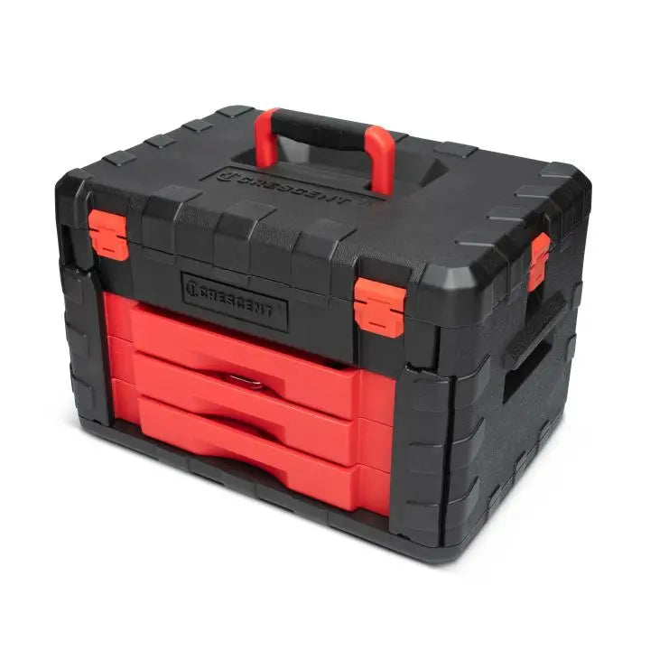 CRESCENT Set of 229 1/4 in, 3/8 in, 1/2 in Mechanics Hand Tool with 3-Drawer Storage Case - GW CTK229C Mechanic's Tool Set CRESCENT