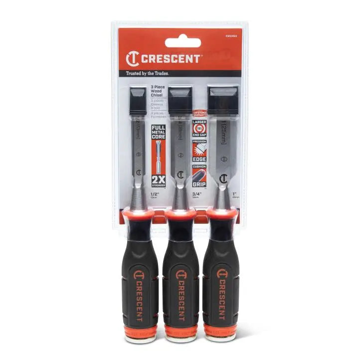 CRESCENT Set of 3 Wood Chisel - GW CWCHS3 Chisel Set CRESCENT