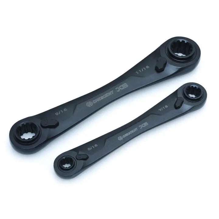 CRESCENT Set of 2 X6 4-in-1 Black Oxide SAE Spline Ratcheting Wrench - GW CX6DBS2 CRESCENT
