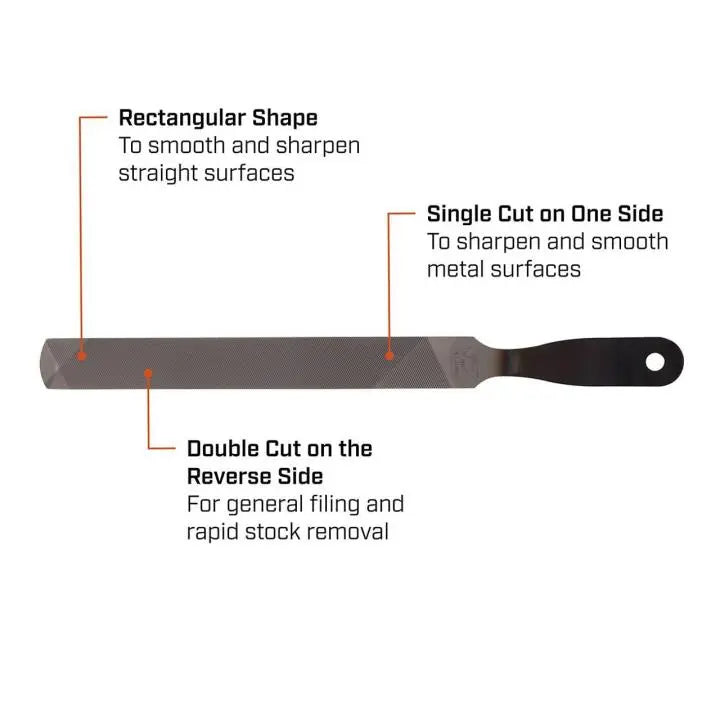 NICHOLSON Rectangular Double/Single Cut Hand File, 8 in - GW 06601NN NICHOLSON