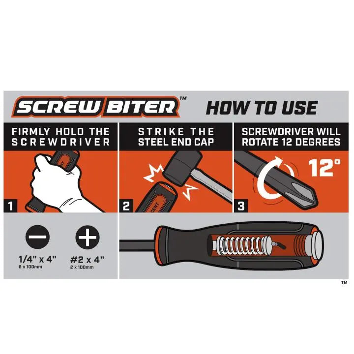 CRESCENT Screw Biter Phillips Dual Material Extraction Screwdriver, PH2 x 4 in - GW CIMSDPH Screwdriver Set CRESCENT