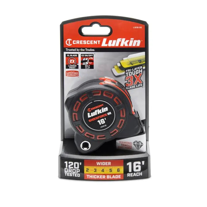 LUFKIN 1-1/4 in x 16 ft Shockforce G2 Tape Measure, 7.3 in - GW L1216-02 Measuring Tape LUFKIN