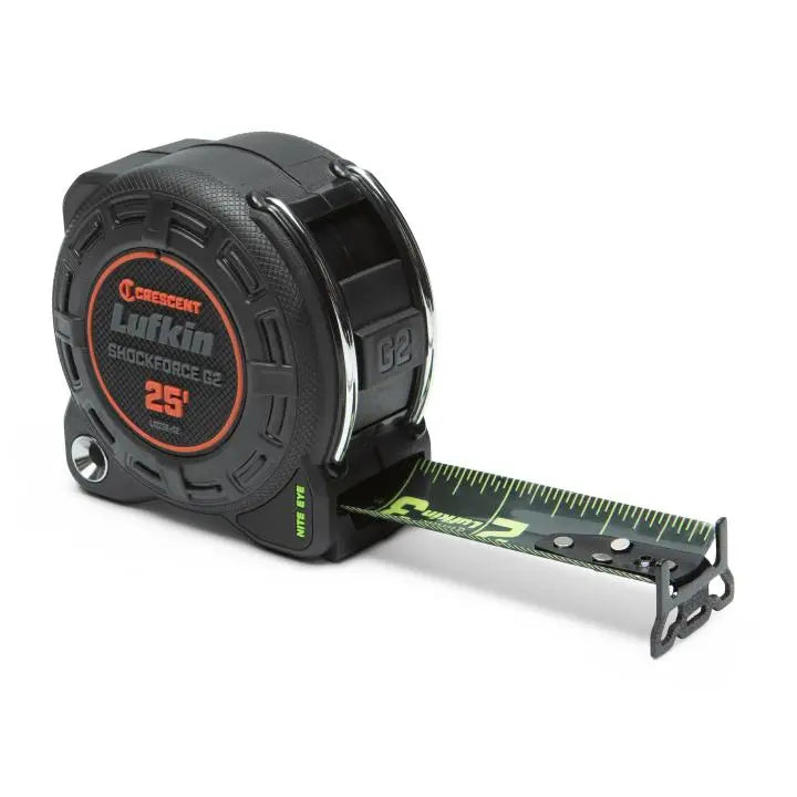 LUFKIN 1-1/4 in x 25 ft Shockforce Nite Eye G2 Tape Measure - GW L1225B-02 Measuring Tape LUFKIN
